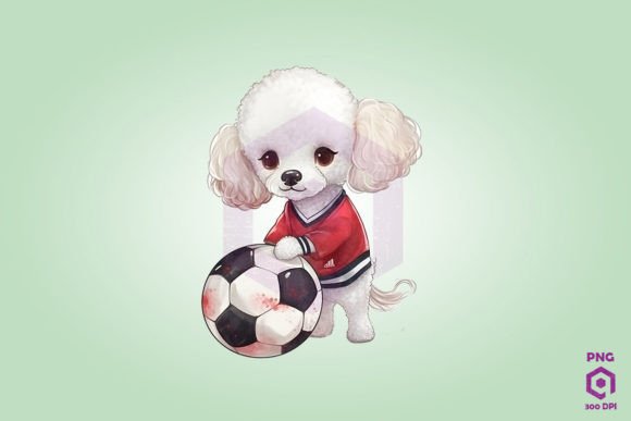 A Dynamic Graphic: Stained Glass Poodle Playing Football