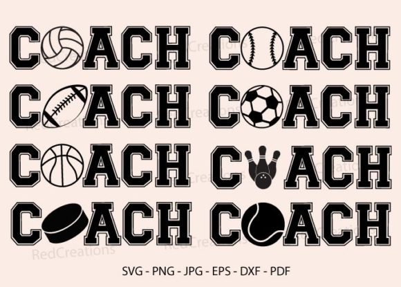 Black Word Coach Graphics for Sport Craft Branding
