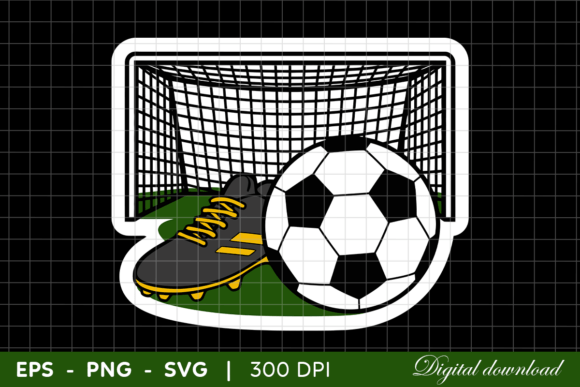 Evaluating Soccer Ball with Cleats and Goal Net Graphics