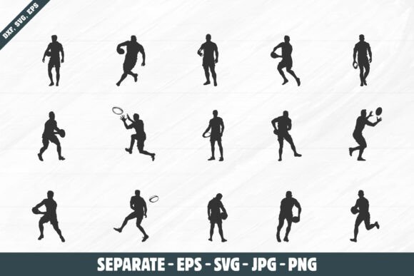 Rugby Player Silhouettes: A Crafty Graphic Design Asset for Bold Brands