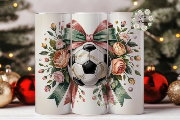 Vintage Soccer Floral Graphics for Tumbler Wraps